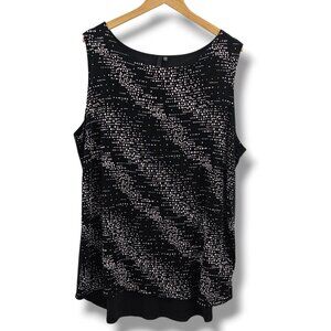 MIK Sleeveless Top Womens 2X Black Beige Silver Sparkle‎ Stretch Dressy Holiday